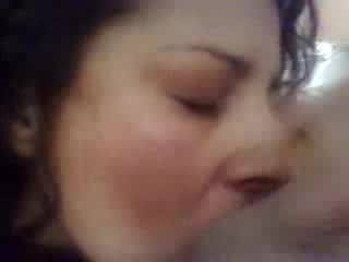 Curly-haired Latina sucks powerful cock and licks balls