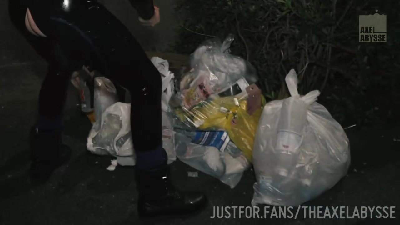 Rubber boy night walk piss