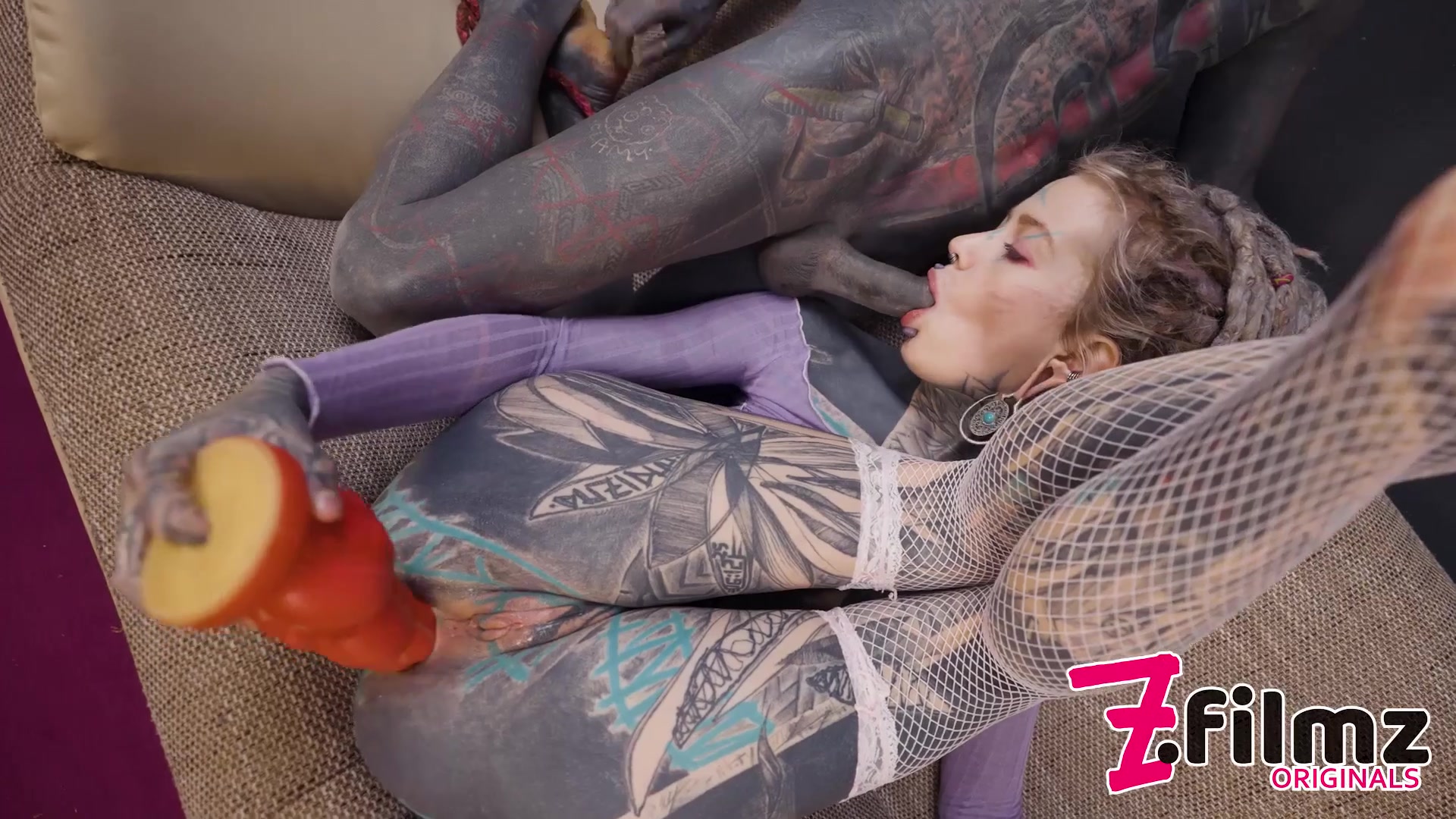 Tattoo Girl Get Ass Fucked With Machine - Dp, Gape, Anal, Prolapse, Real Orgasm