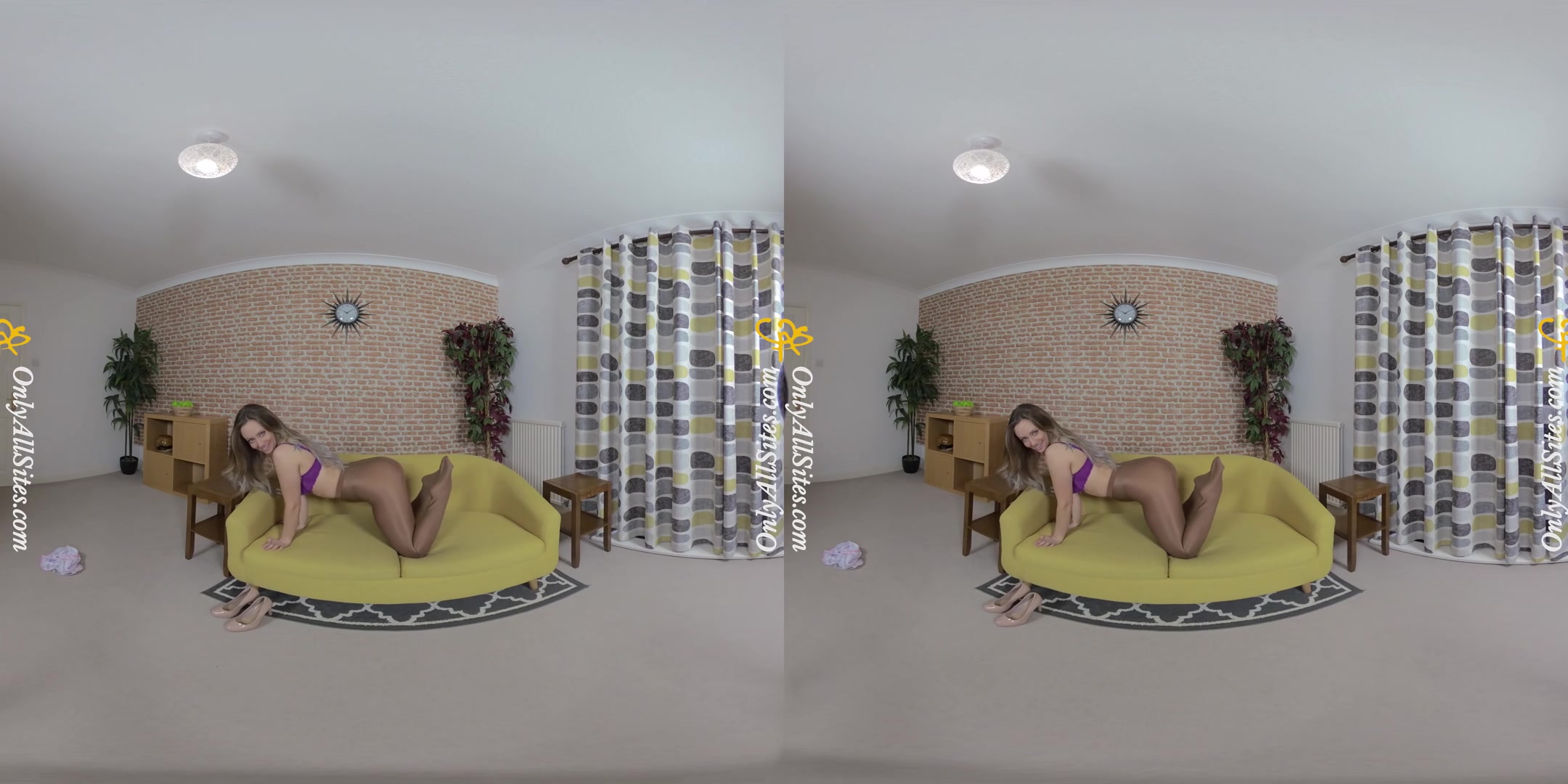 Suzi - Blonde Cutie Strips to Pantyhose - OnlyTease