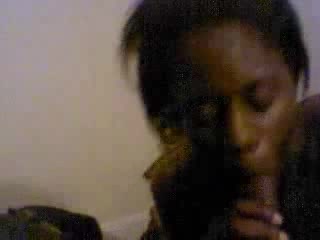 Chocolate chick sucks lucky guy's black lollipop