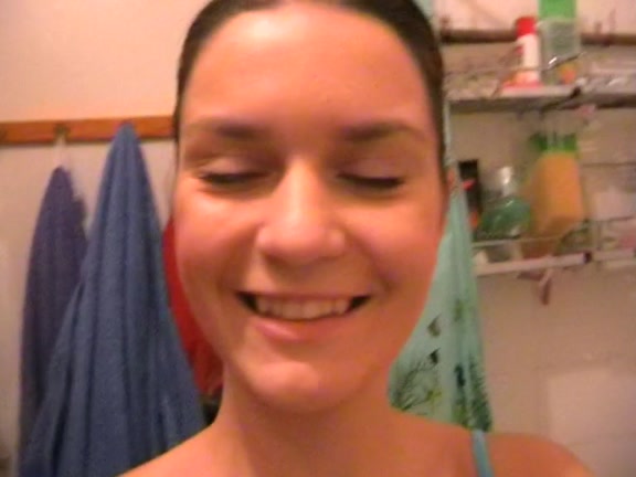 Hot girlfriend masturbates in a shower