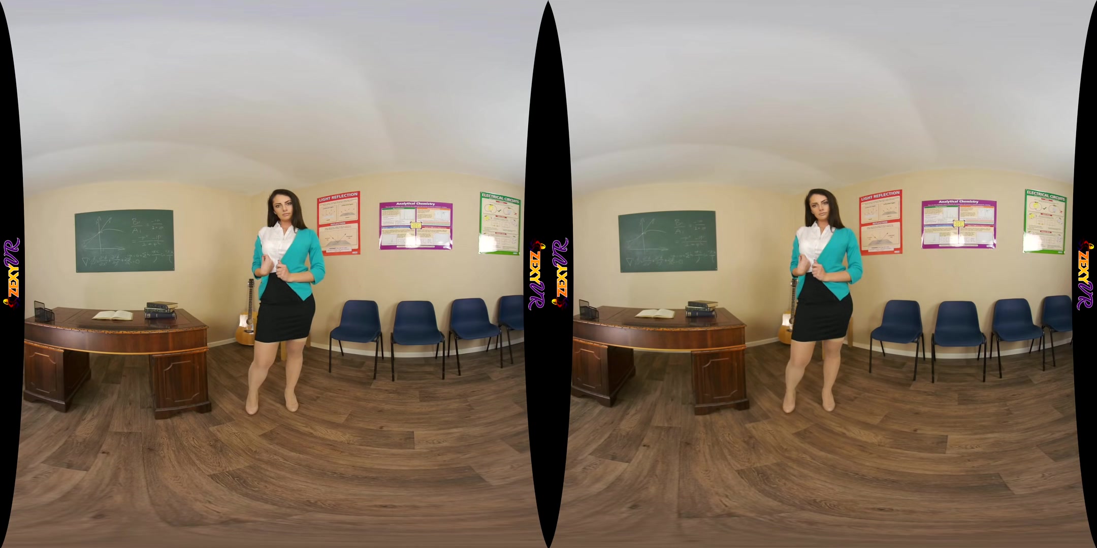 Teacher Tease; Solo Striptease Teacher Student White Lingerie Nylon Thigh Highs