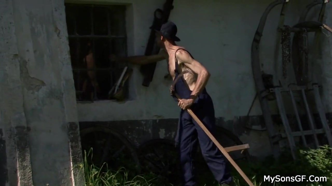 Old Man Toying teen 18+ Girl Outdoors