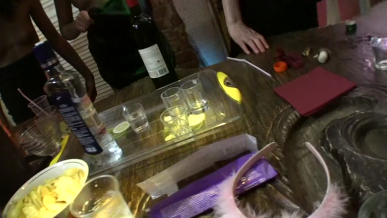 The wild sex party with fetish elements and group fuck