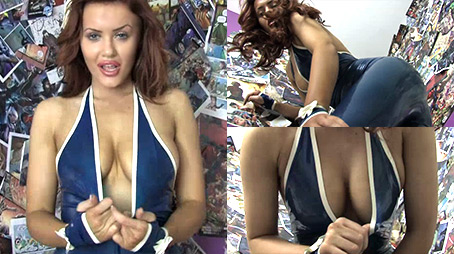 Riah Read in Trans Blue Catsuit - LatexHeavenVideo