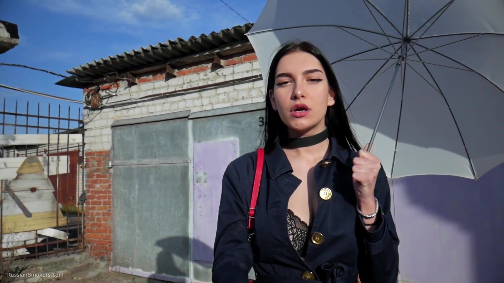 Attractive Lera Taking A Smoke Break Outside