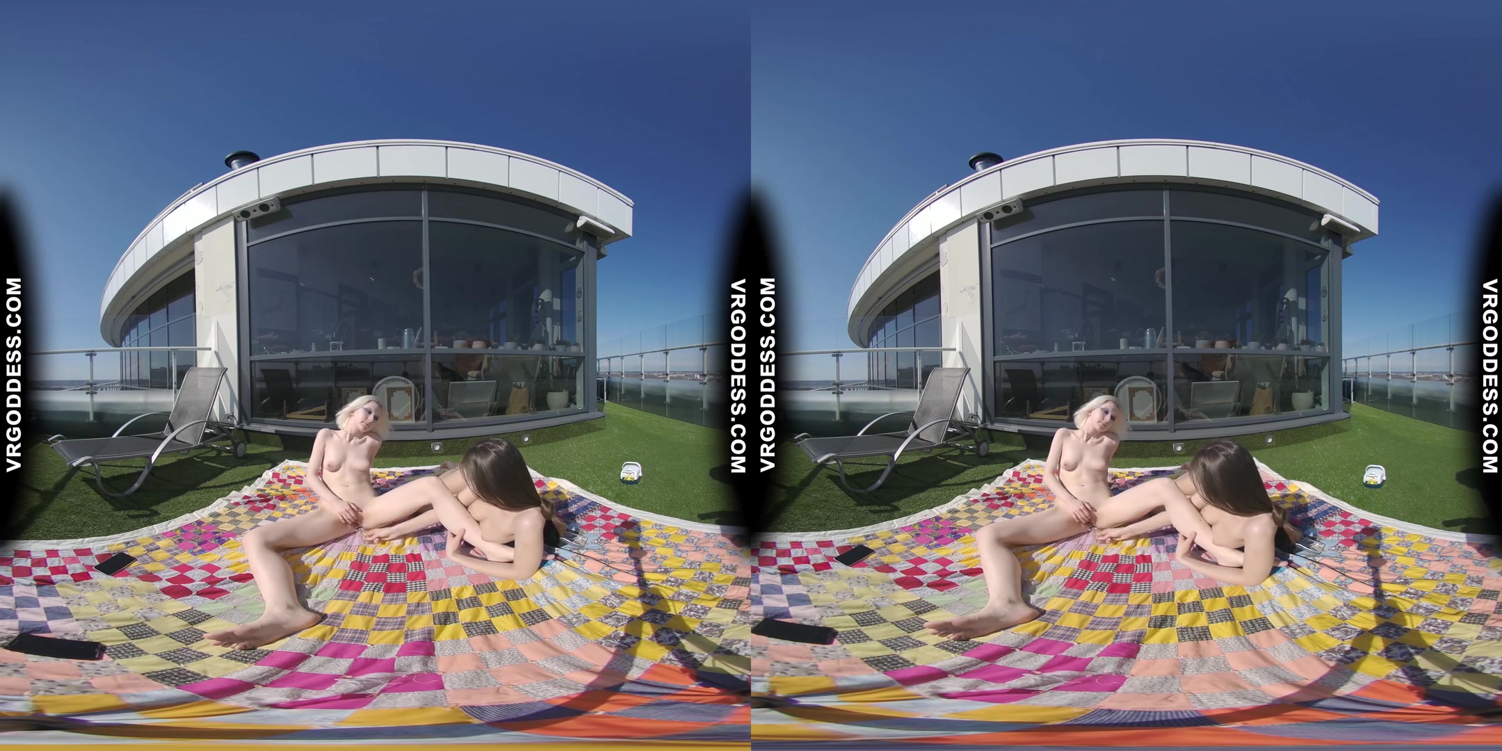 2 Hot Girls Rebeka Ruby And Ingrida Masturbating In The Sun With Glass Dildos Bubbles And Sunbathing