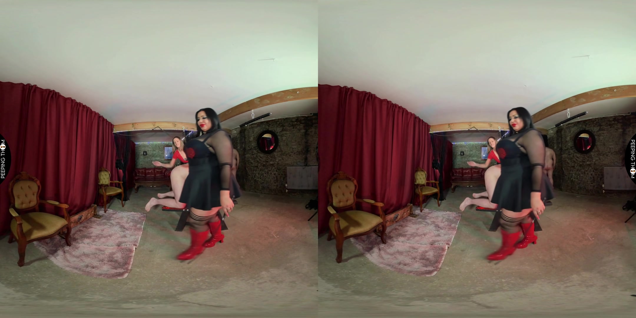 Mia and Aveena - Double Spanking - PeepingThom