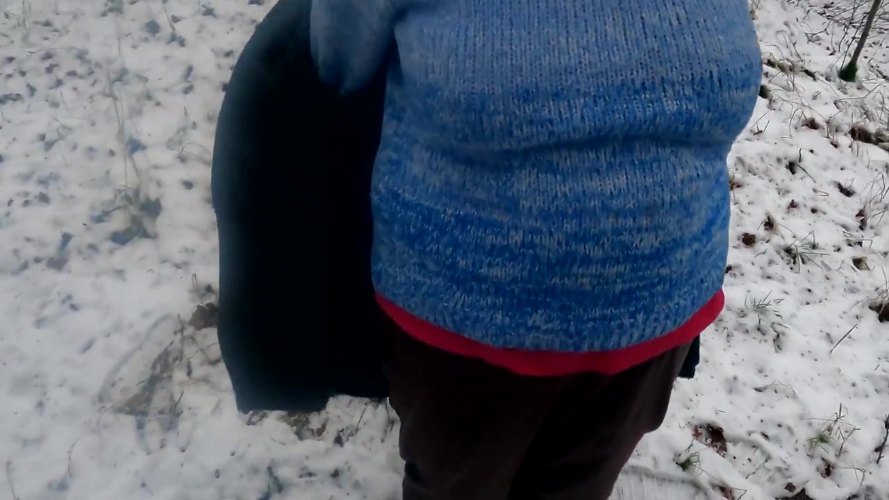 Chest And Slapping Tits In Winter Forest