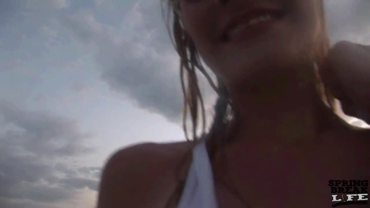 Super Skinny Blonde Playing Naked in the Gulf of Mexico - SpringbreakLife