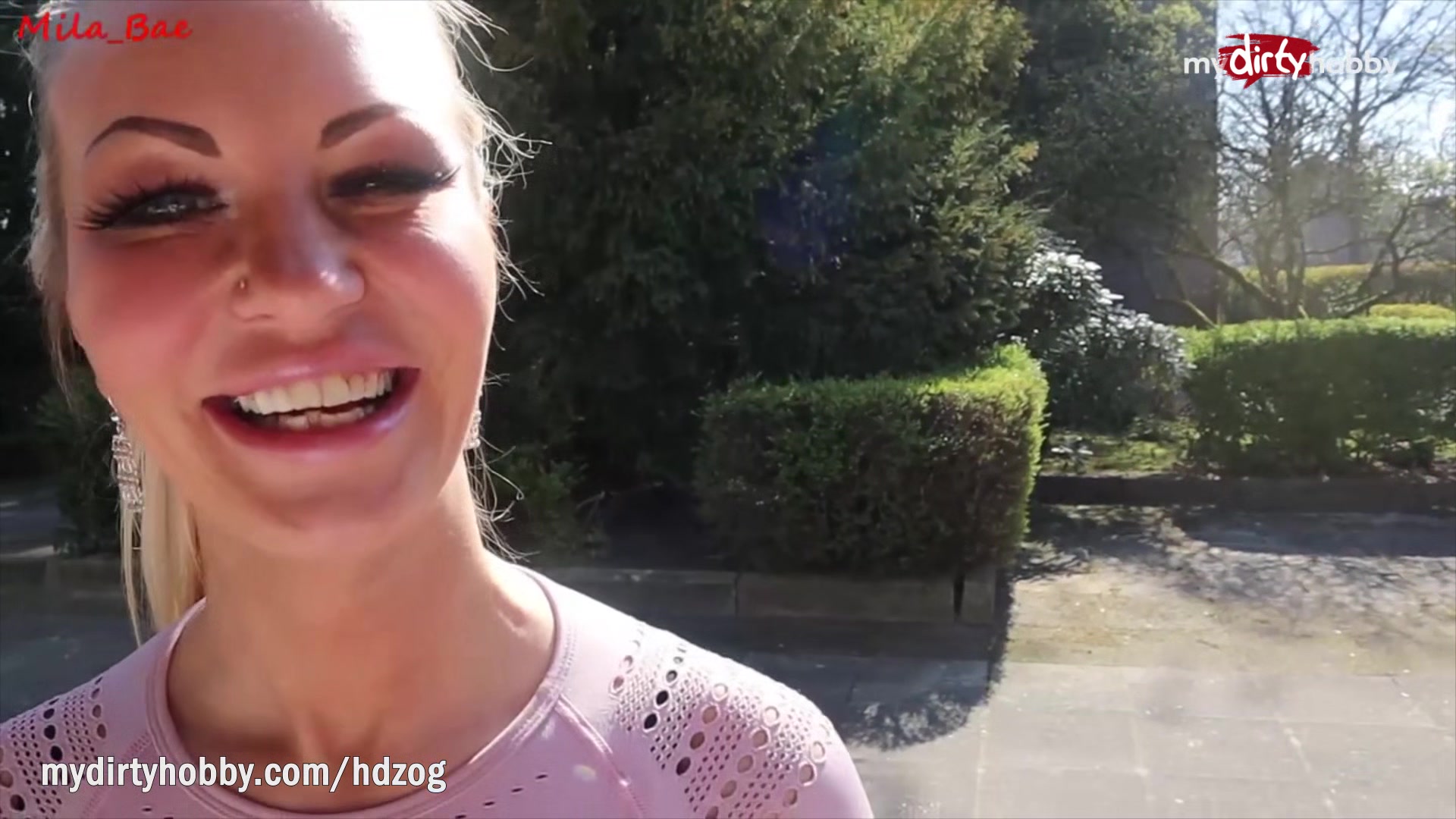 MyDirtyHobby - Hot blonde MILF smokes while blowing and gets facialized