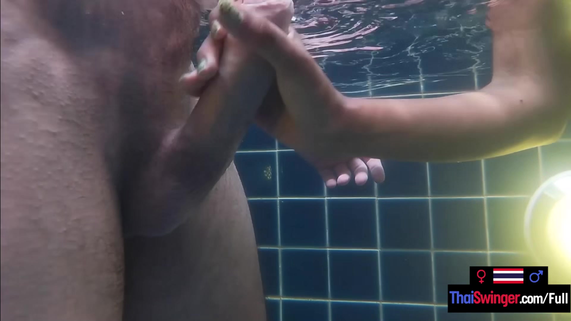 Amateur teen 18+ couple hot sex in the pool She is Asian he is European
