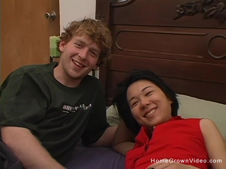 Hairy Asian amateur fucked by her white boyfriend