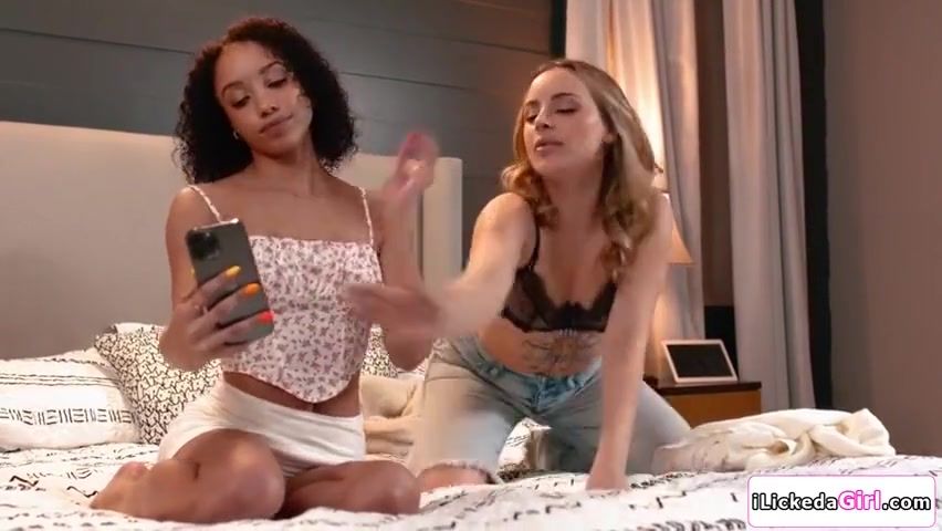 Ebony Lesbian Seducing Blonde Roommate