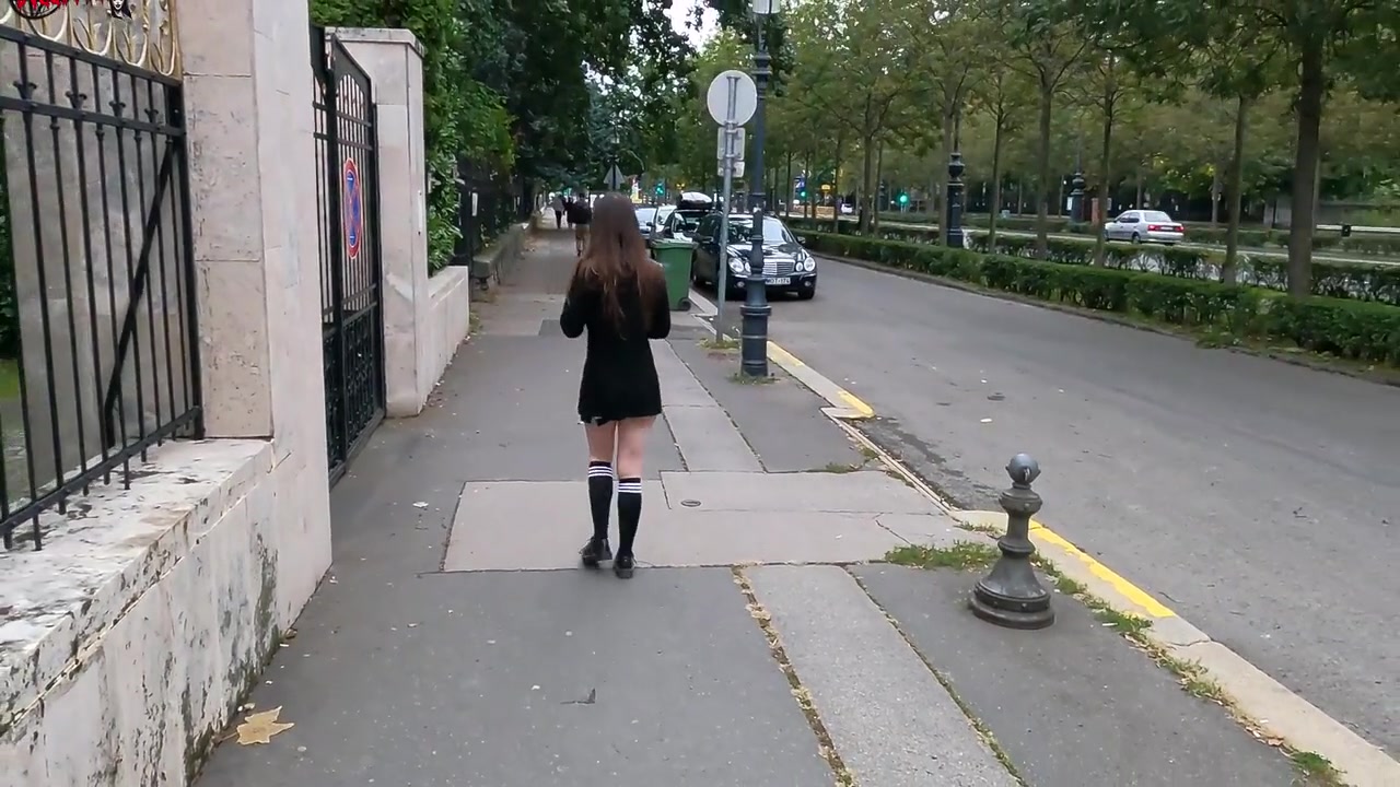 Melody Flashes Her Pussy And Boobs On The Streets Of Budapest While Wearing A Sexy Uniform - Dolls Cult