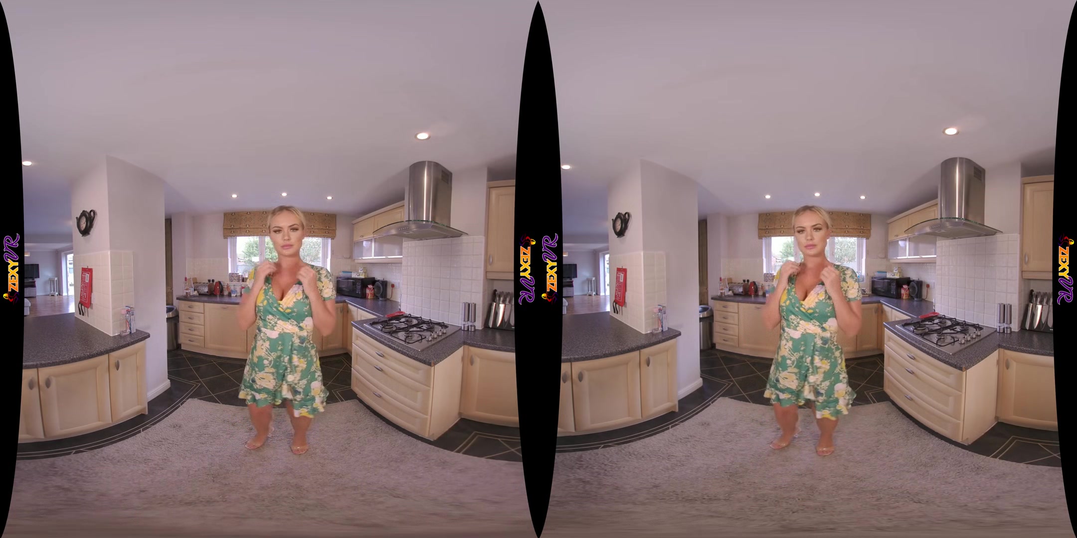 Perv On Me - Big Tits Babe Stripping in the Kitchen