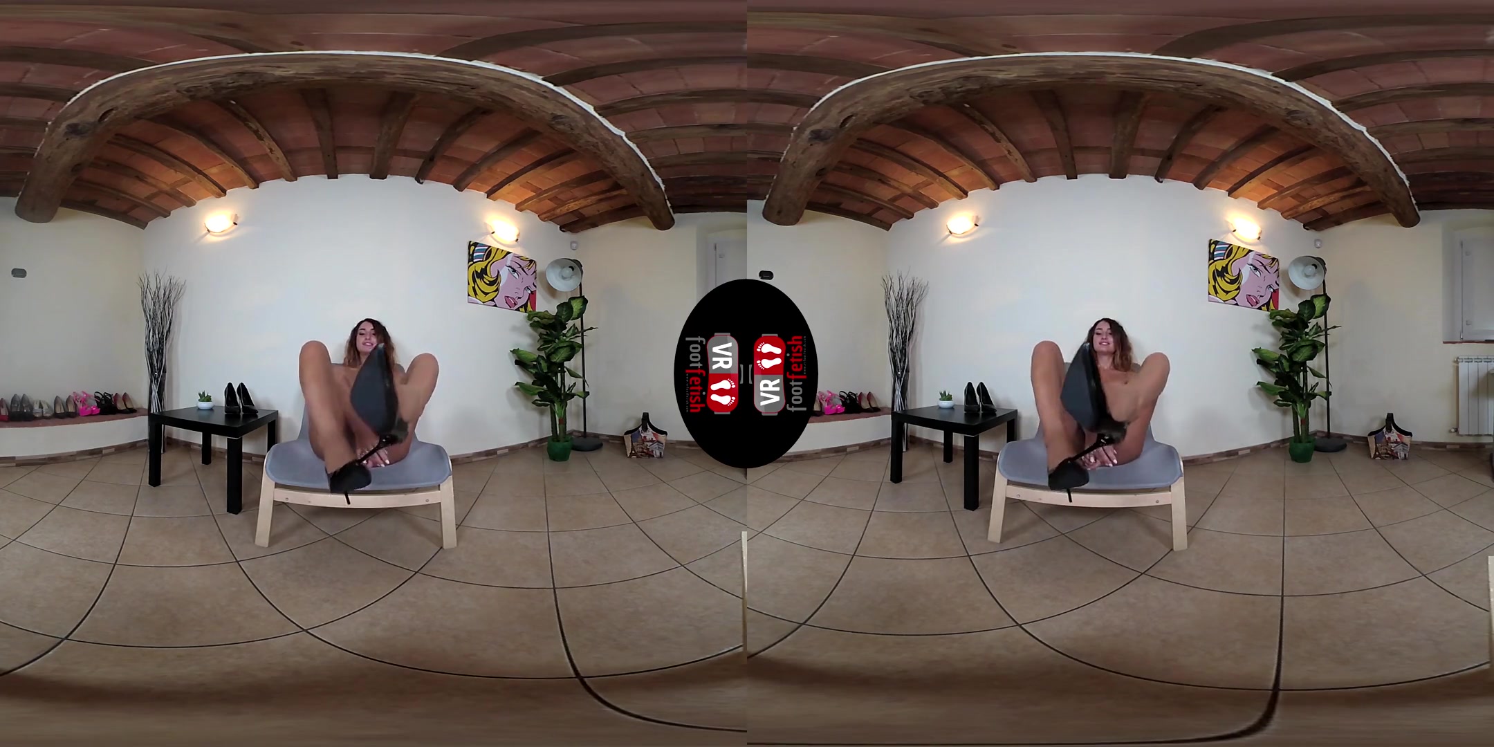 Hot Blonde Thena Sitting On A Chair With Sheer Nude Nylons - Sexy Amateur Leg and Foot Fetish VR