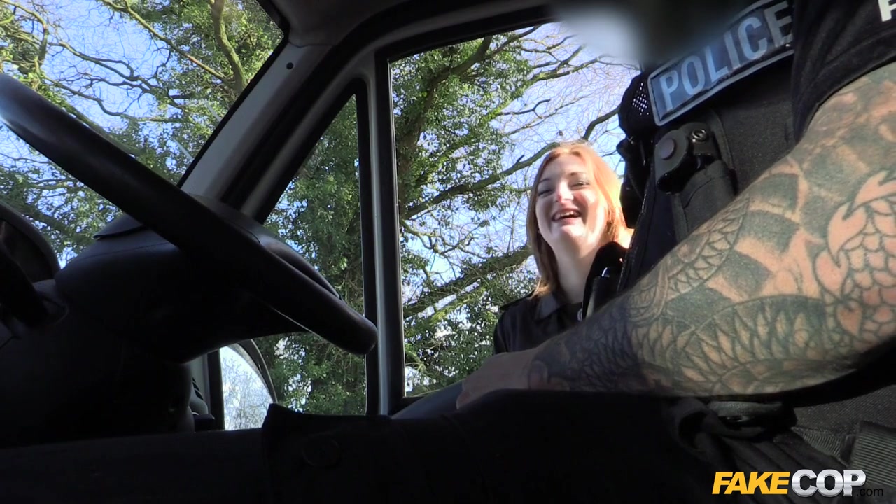 Zara in Hot ginger gets fucked in cops van - FakeCop