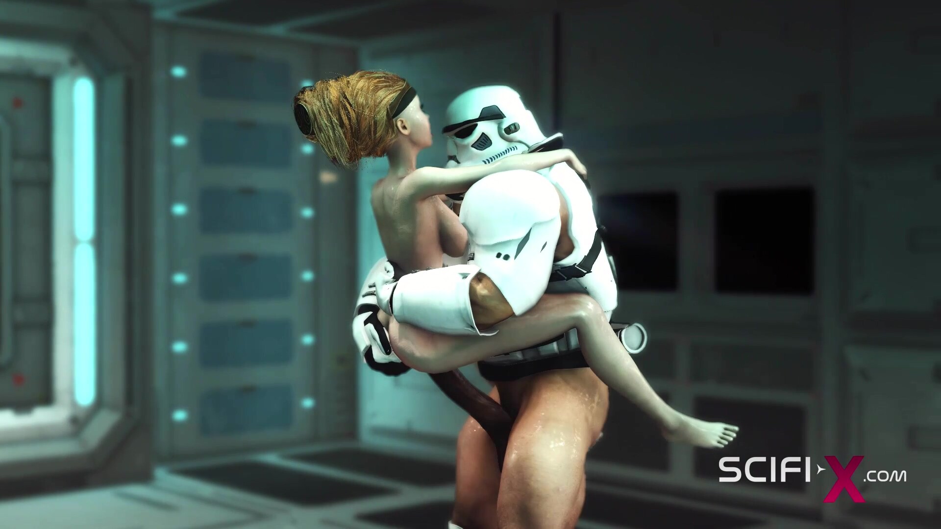 A sexy young hottie gets fucked by stormtrooper in the spaceships