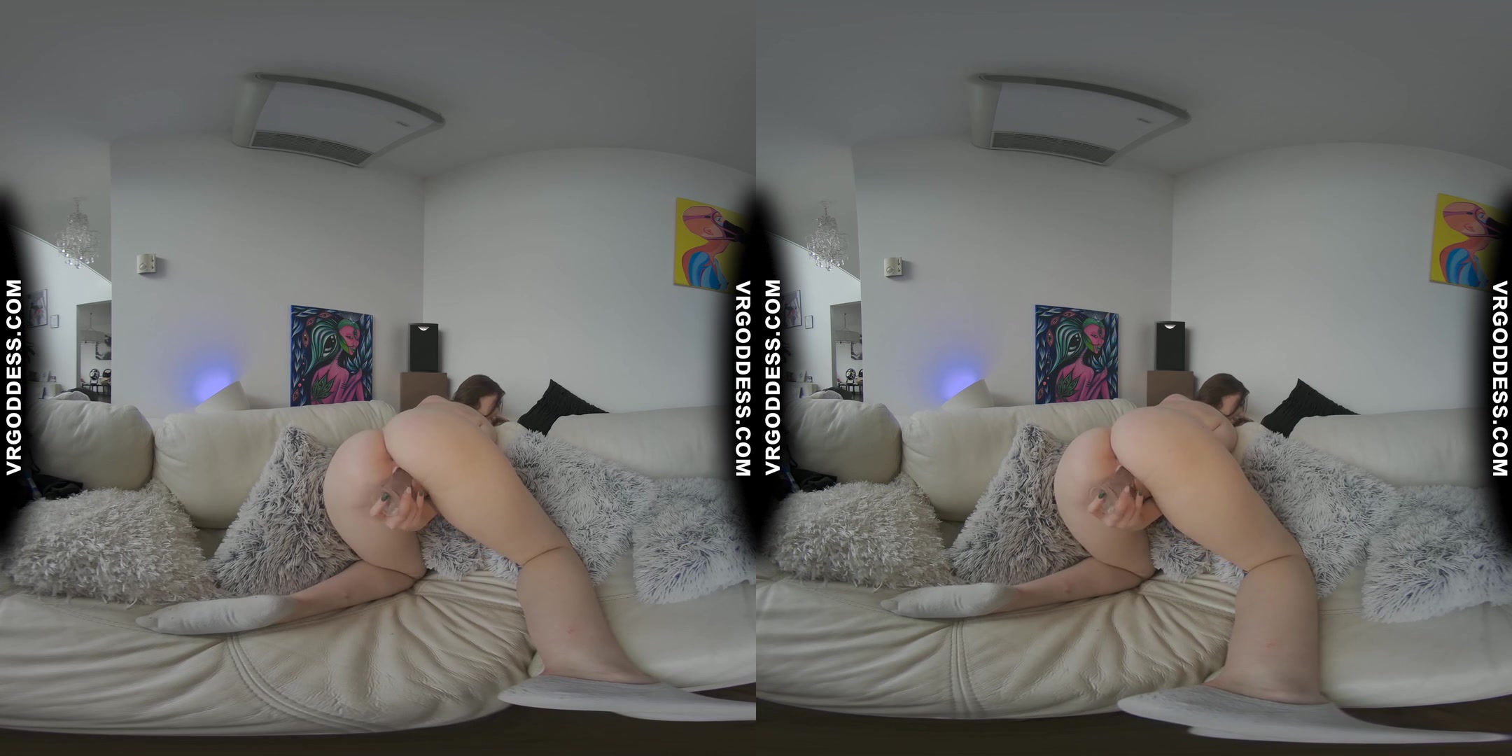 Young Lika Returns To The White Casting Couch Deeply Masturabating With A Clear Dildo