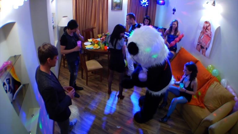 Fuckfest at a party with a teddy panda