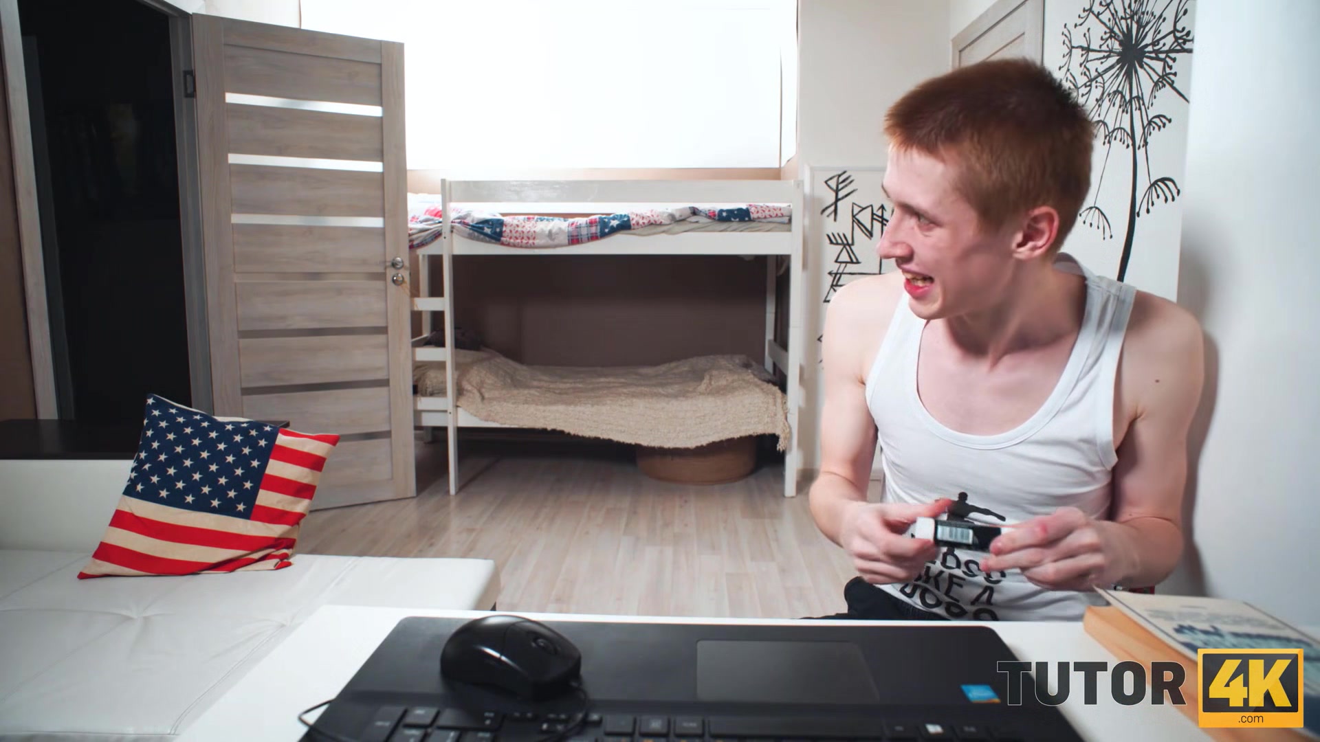 TUTOR4K. Cunning boy seduces mature tutor by simulating heart attack