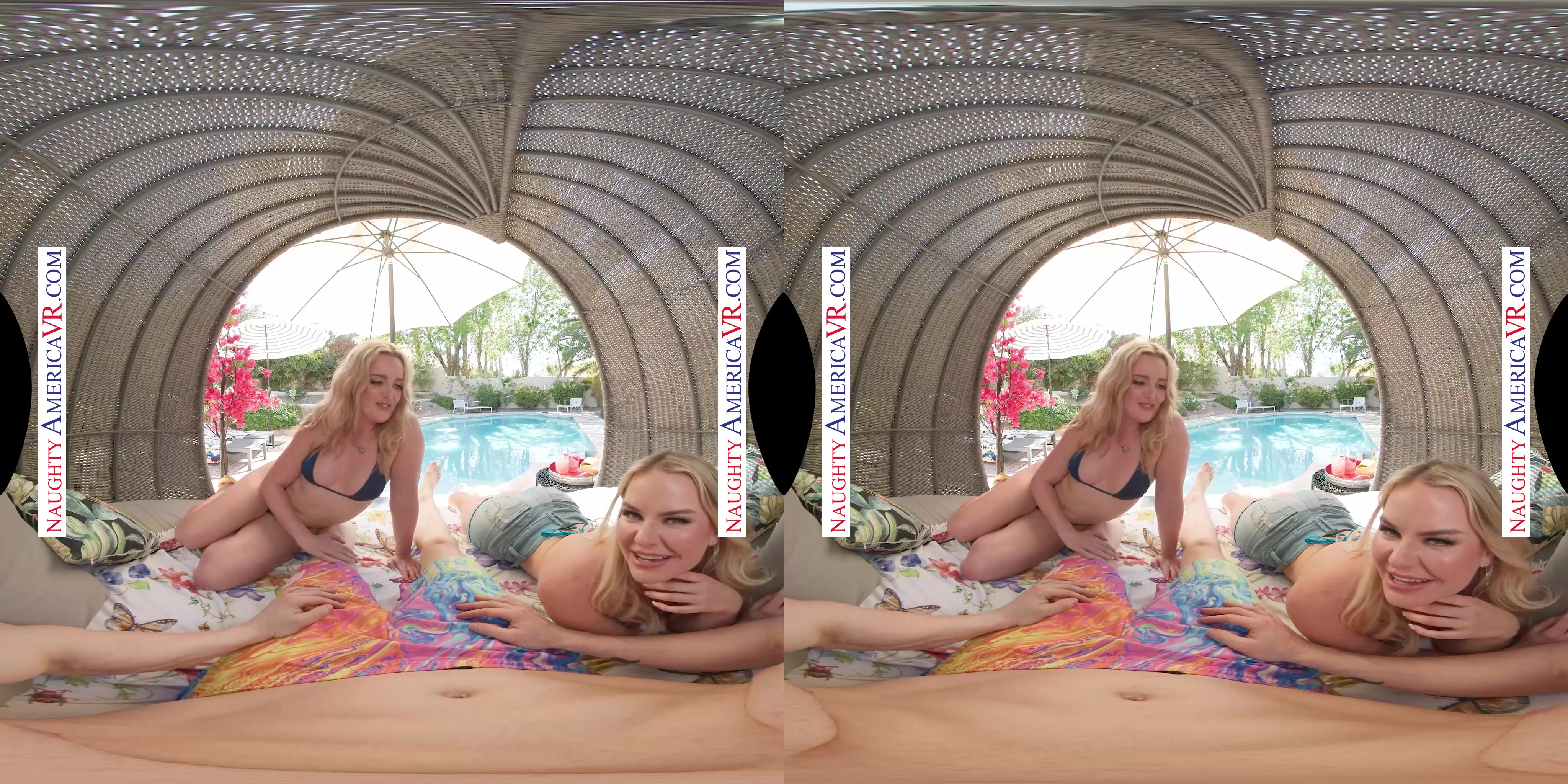 Crazy hot neighbor Slimthick Vic and her sexy Australian friend Charlie Forde stop by your pool to have a naughty threesome!