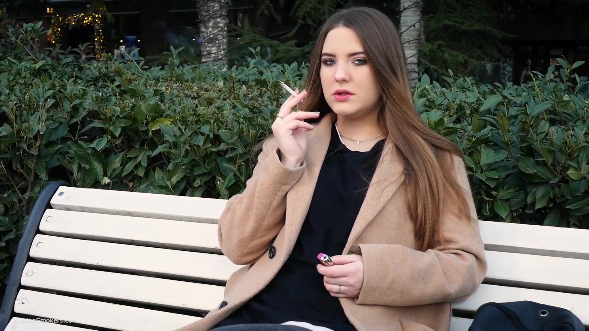 Russian Girl Spends Her Lunch Break Smoking 3 Cigs In A Row