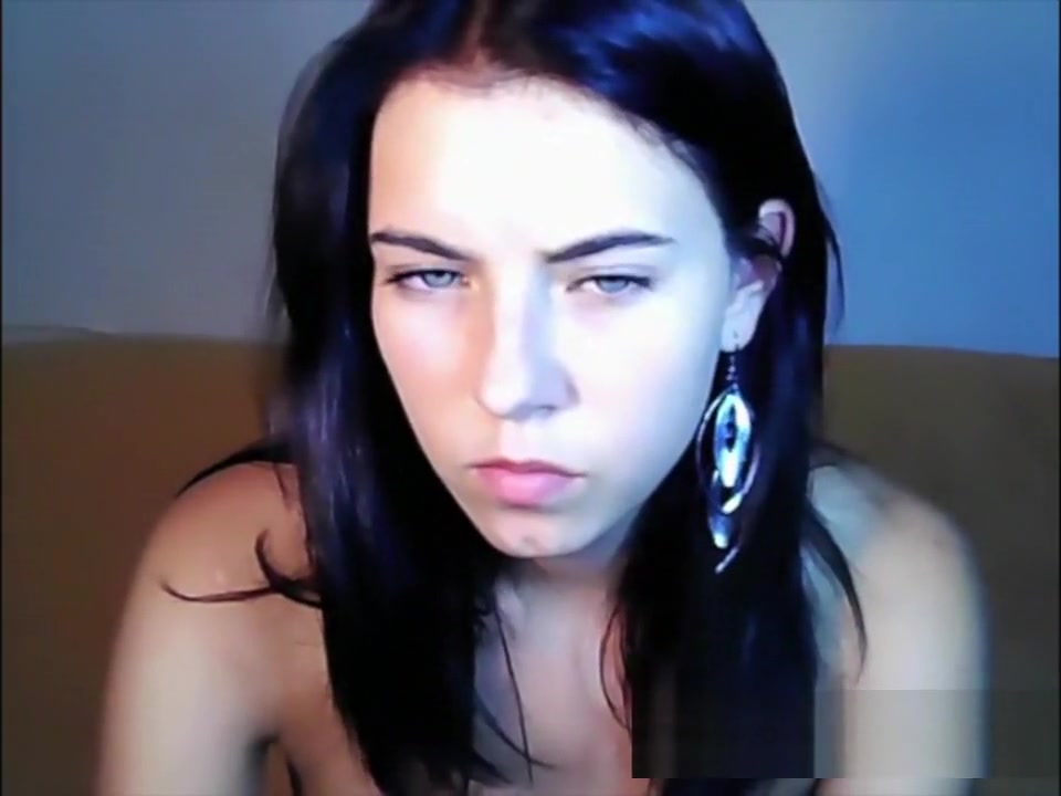 Blue eyes cute tgirl teasing on webcam