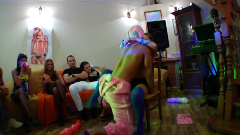 Fuckfest at a party with a teddy panda