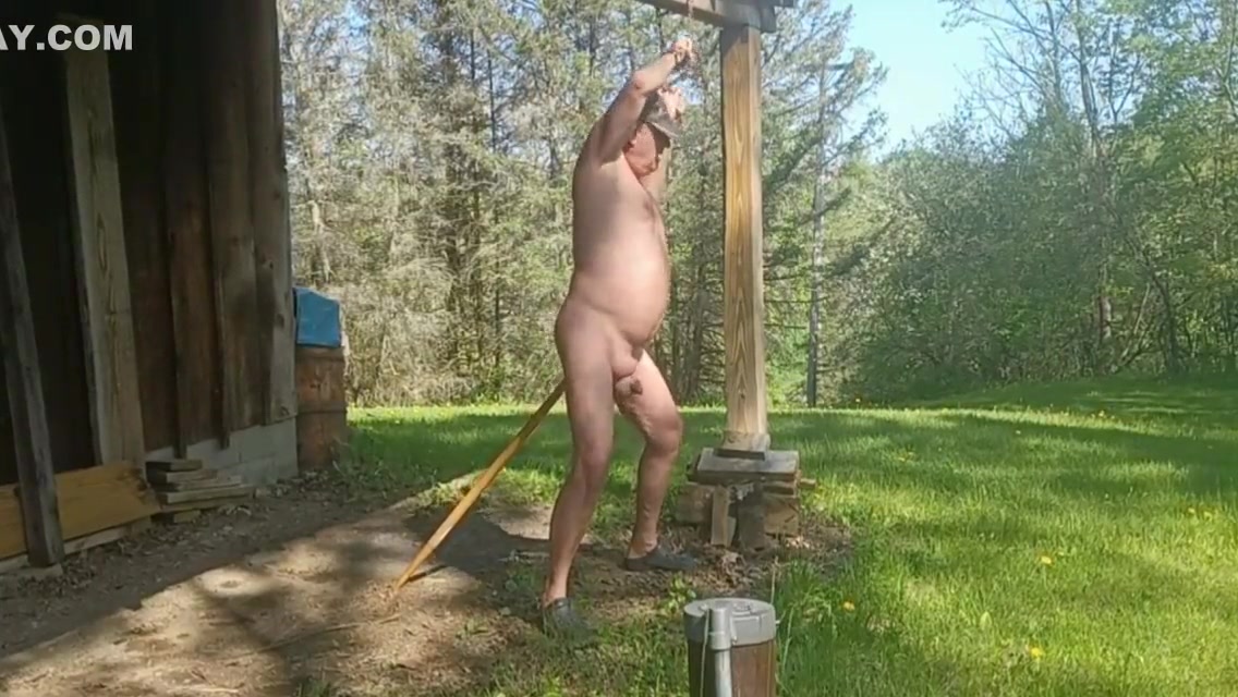 Old Man Chained And Rides Wood Handle 3 Min