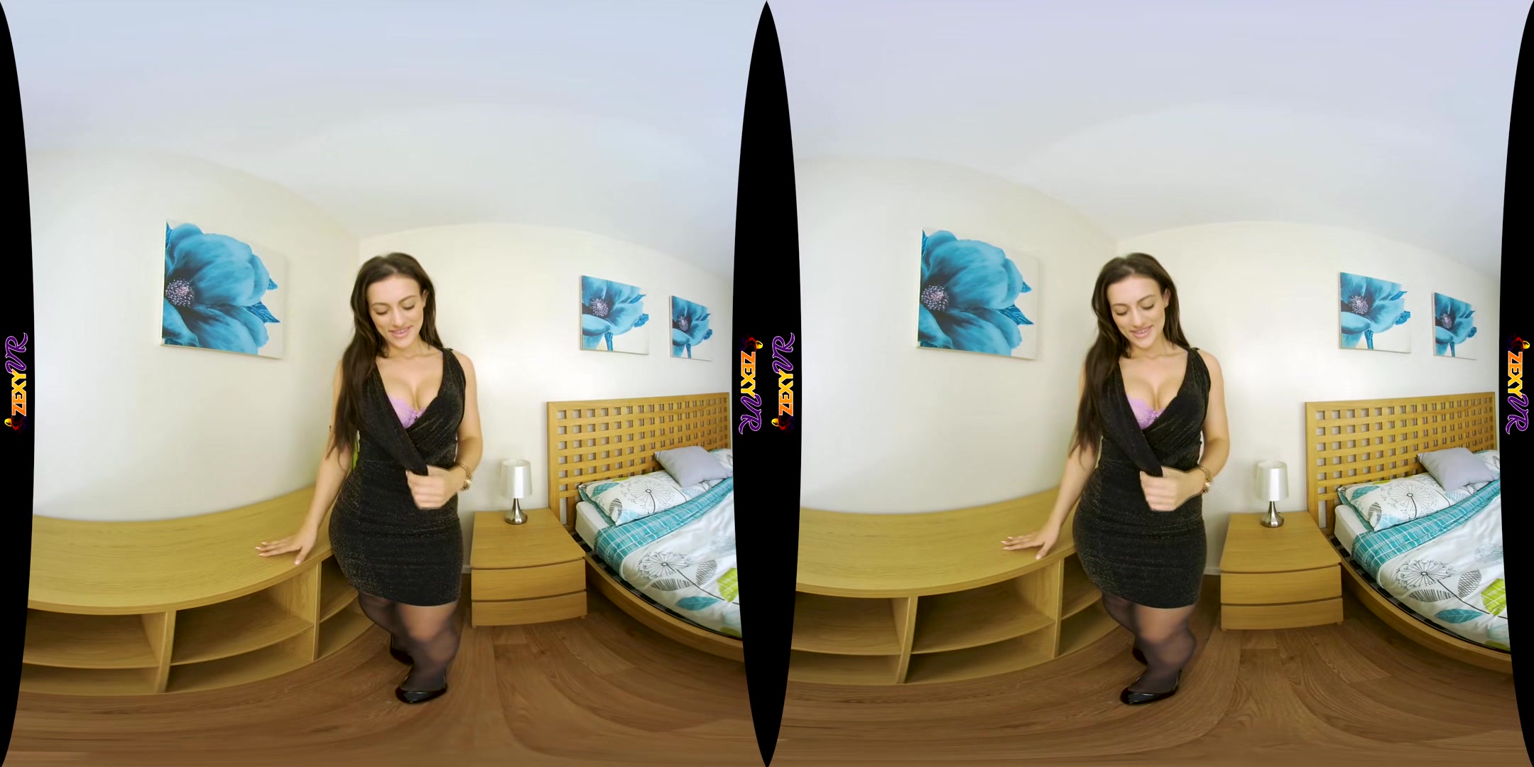 Bedside Babe - Big Tits Brunette Vr Striptease - Sexlikereal