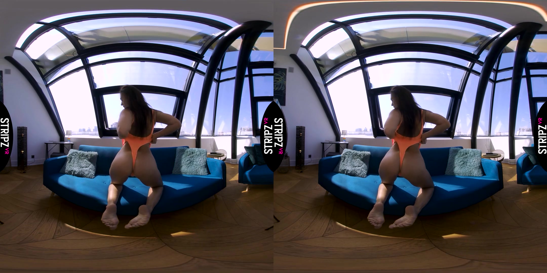 One Piece Vixen - Hot Brunette Solo Striptease in a Swimsuit