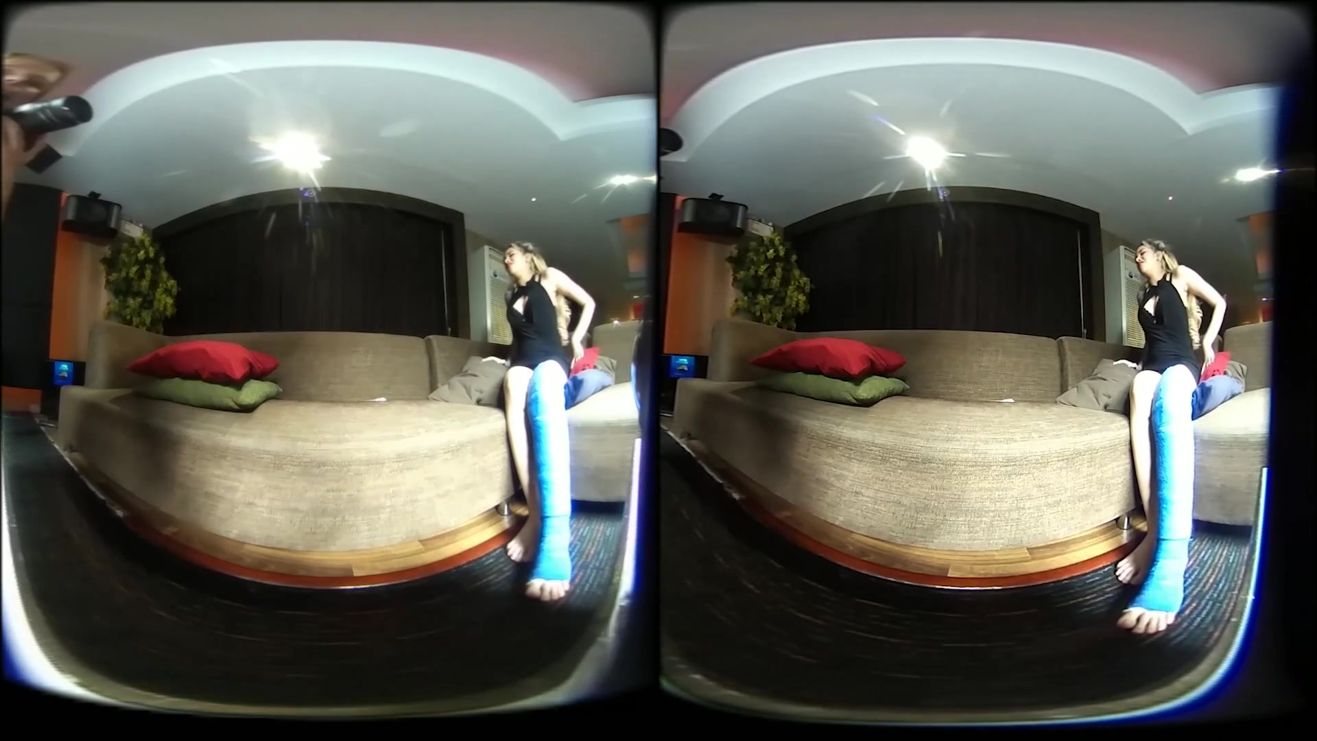 Girl With Long Cast Leg On A Couch - VRPussyVision