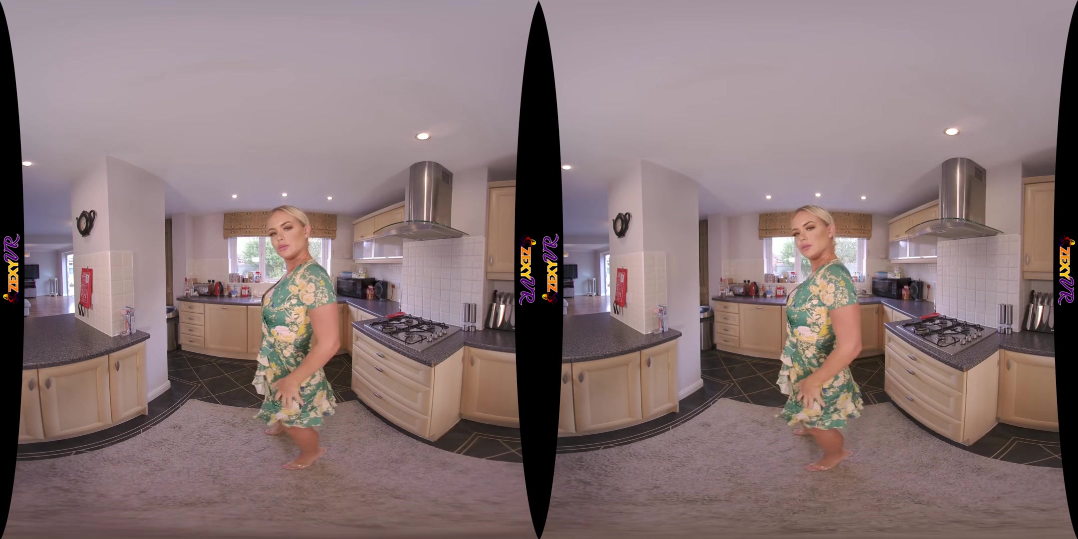 Perv On Me - Big Tits Babe Stripping in the Kitchen