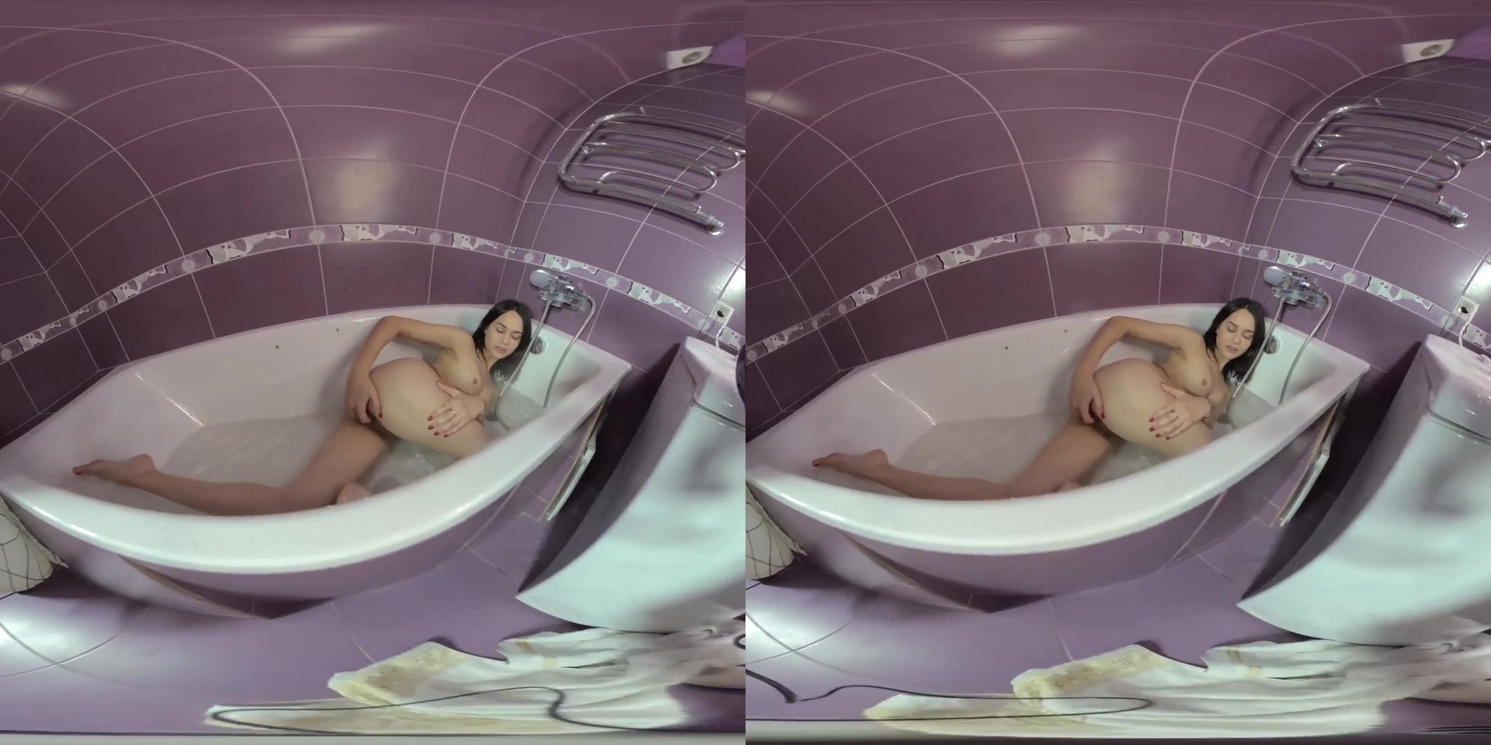 Bridgit Retired to the Bathroom to Satisfy Herself - Horny teen 18+ Solo Masturbation in the Bath