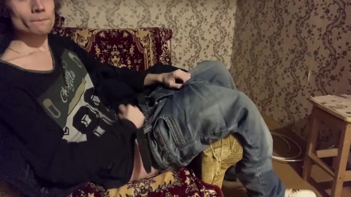 A Boy In Sneakers Masturbates In The Dark On An Armchair