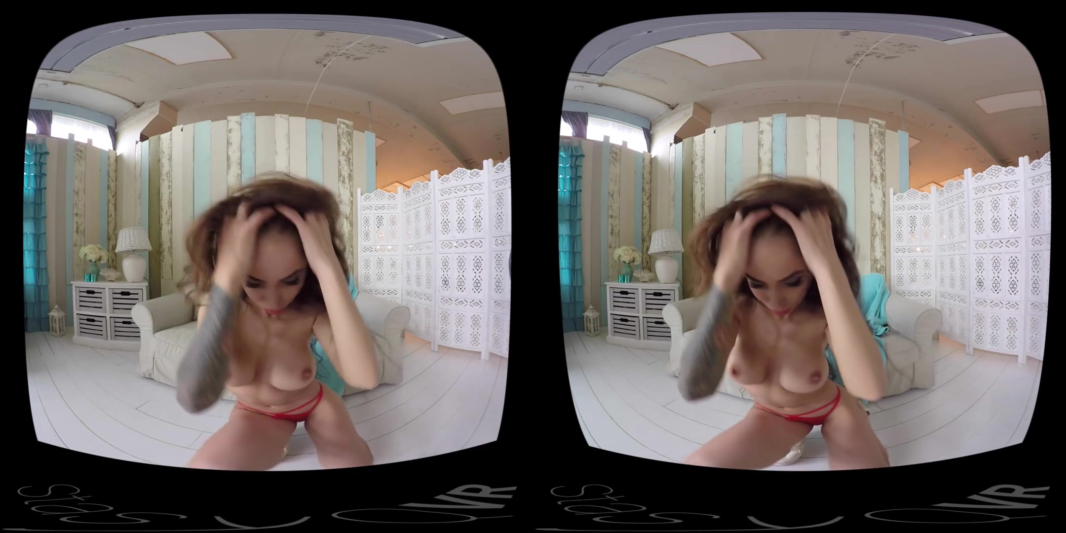 Fit, Busty Brunette Strips - StasyQVR