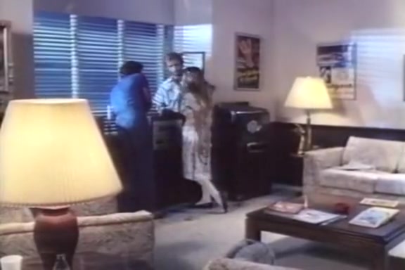 Angel West, Steve Powers, Jimmy Starr in classic xxx threesome sex scene