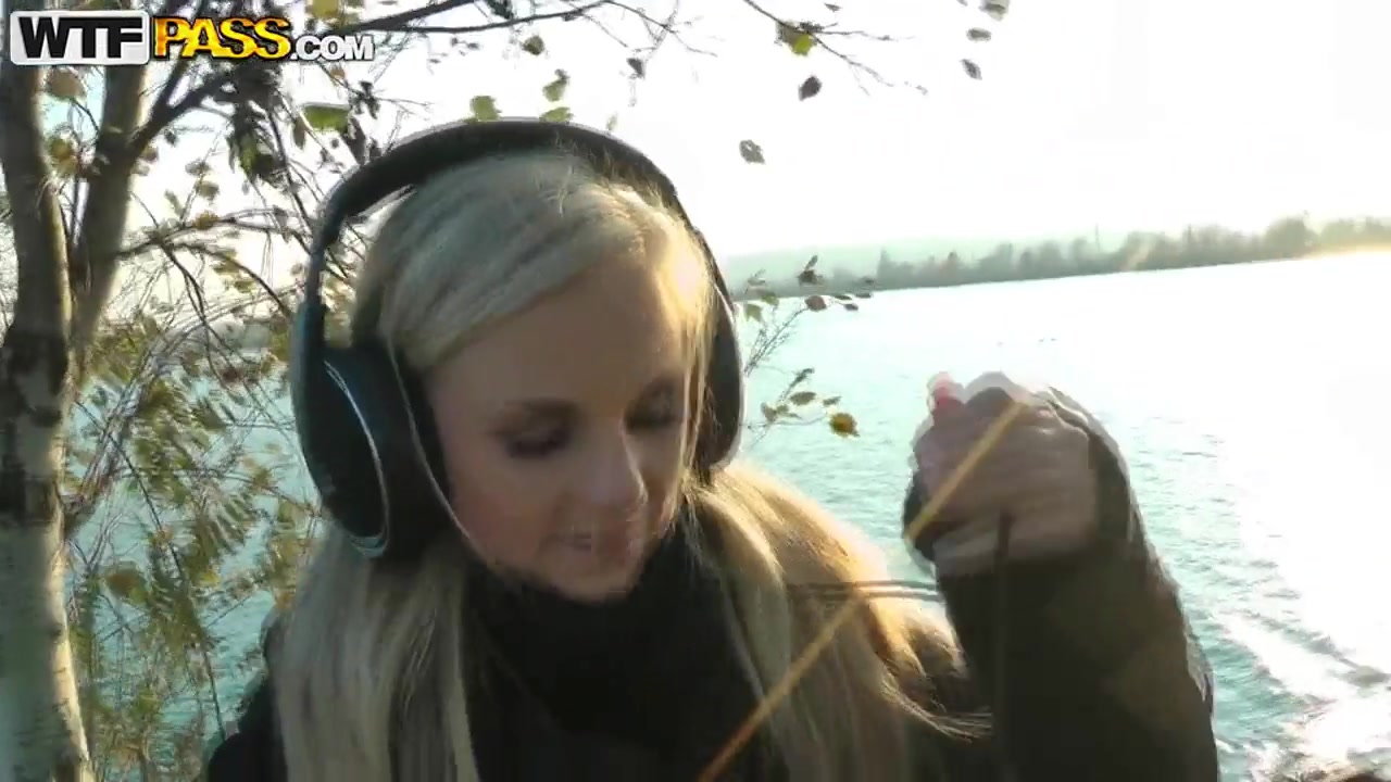 Young blonde Barbie sucks cock in public