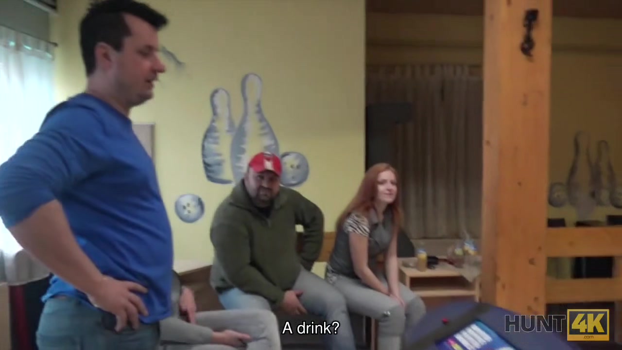 HUNT4K. Rich guy meets poor couple in bowling and fucks girl hard