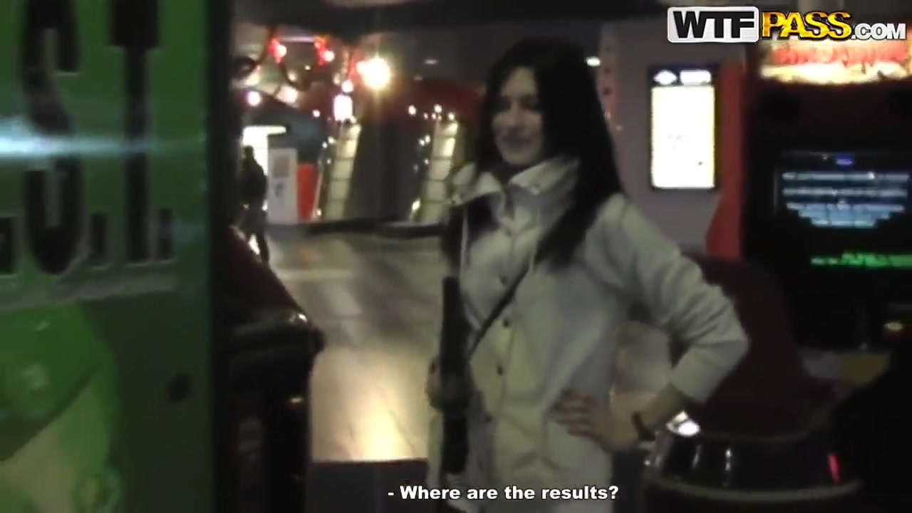 Tight ass babe Nika gets naughty in public toilet