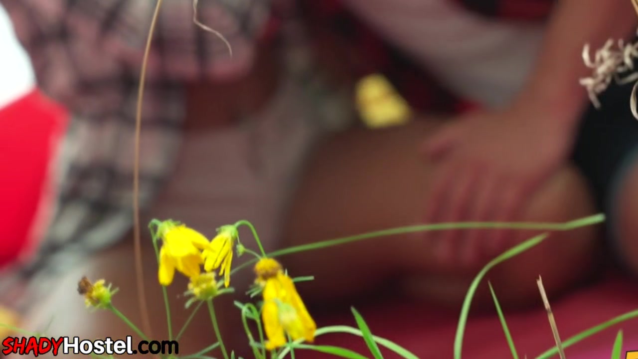 Black smalltitted teen 18+ fingered n fucked outdoor under tent