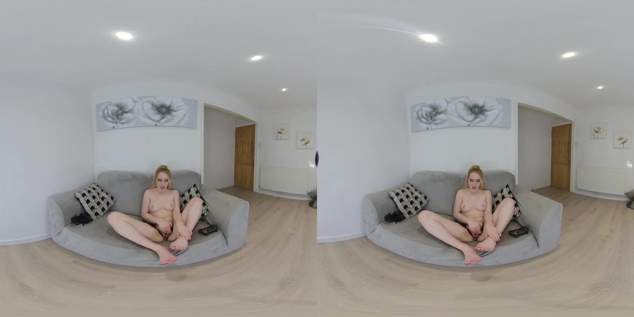 Gamer Girl Tease - Cute Amateur Blonde Stripping and Masturbating