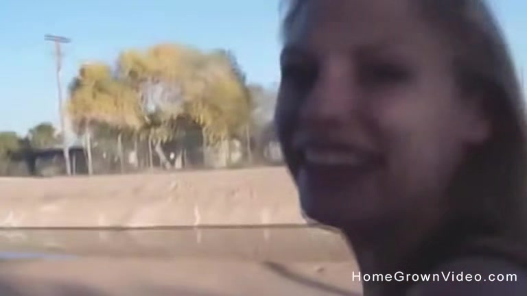 My sexy blonde girlfriend sucks my big cock outdoors