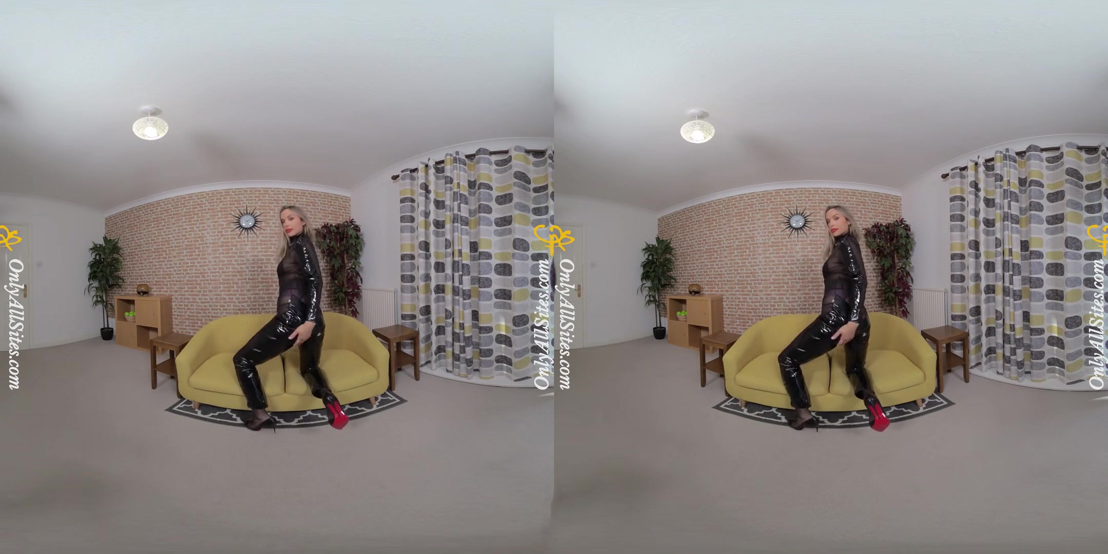 Blondie Rose - Rose in and Out of Latex Bodysuit - Blonde Big Tits Tease Stockings Striptease