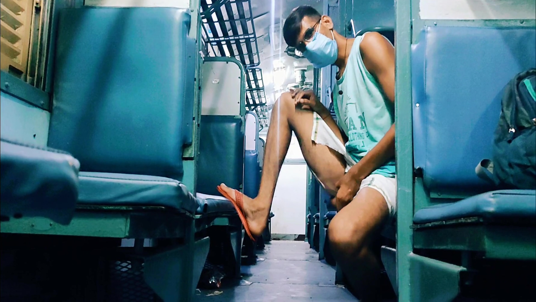 Men In Train Having Fun With His Sexy Dick Cum