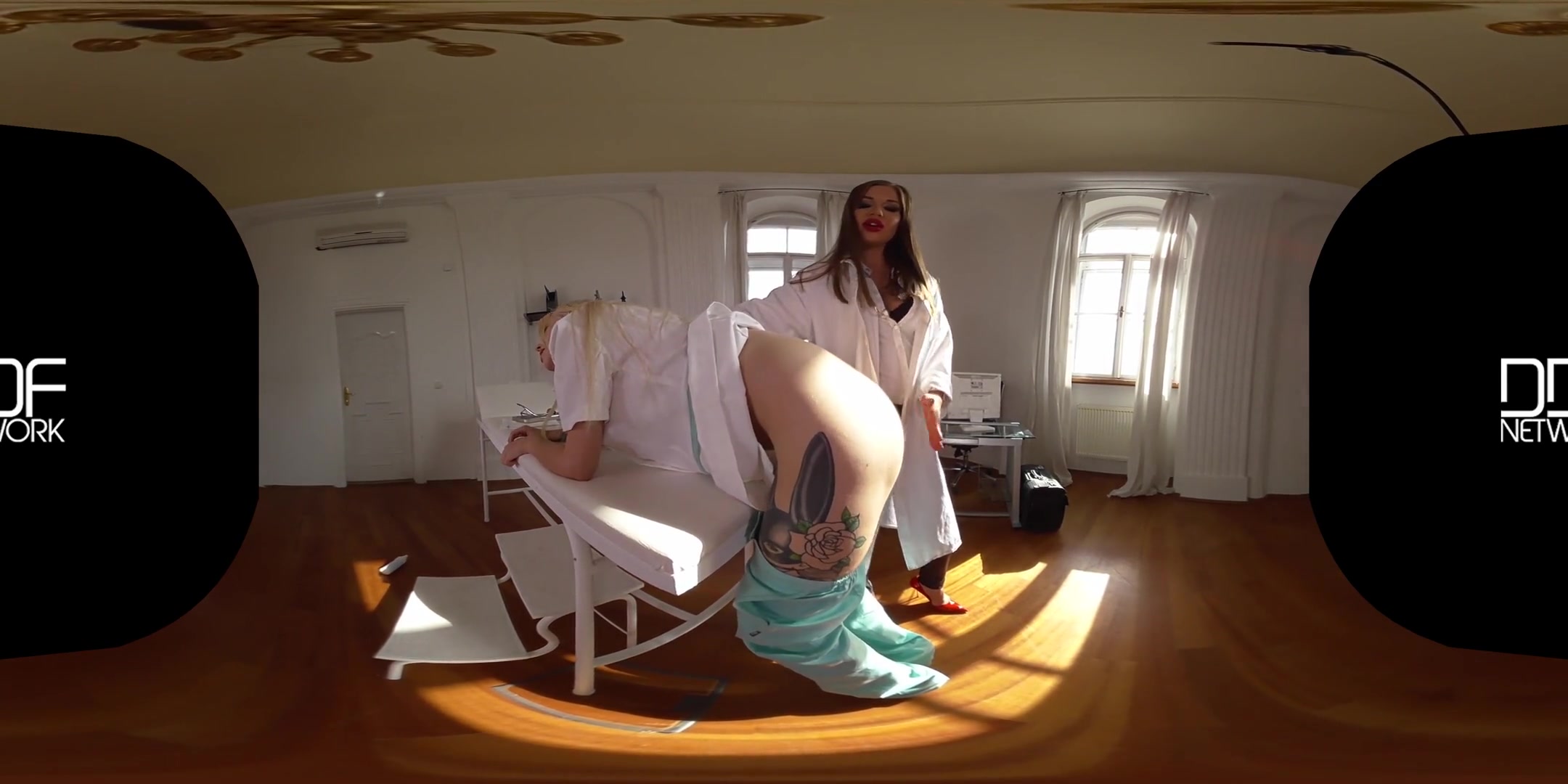 Angelica Heart & Arteya in The Visit - Domina Doc Examines Blonde's Fuckholes - DDFNetworkVR