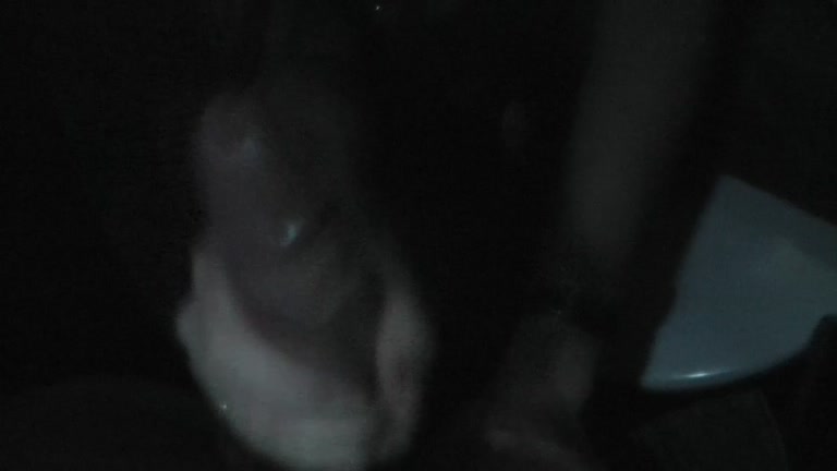 Blow and hand job in club's restroom